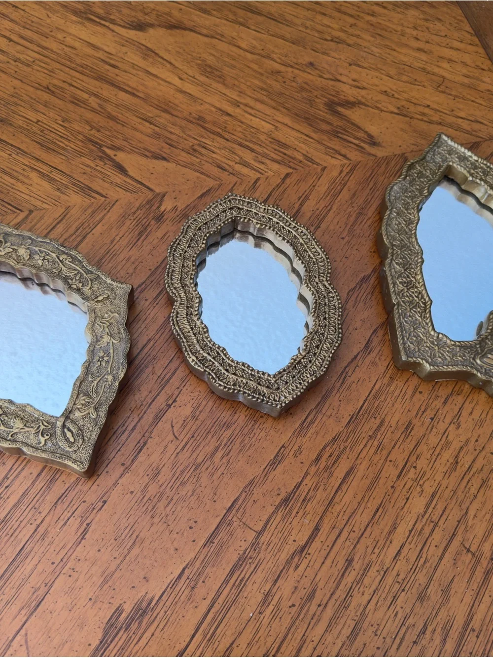 Ornate Gold Decorative Wall Mirrors - Set of 3